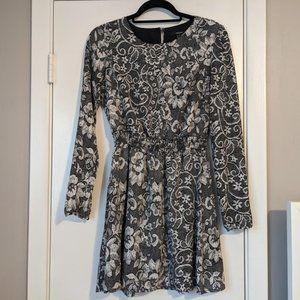 long sleeve forever 21 B&W floral print dress